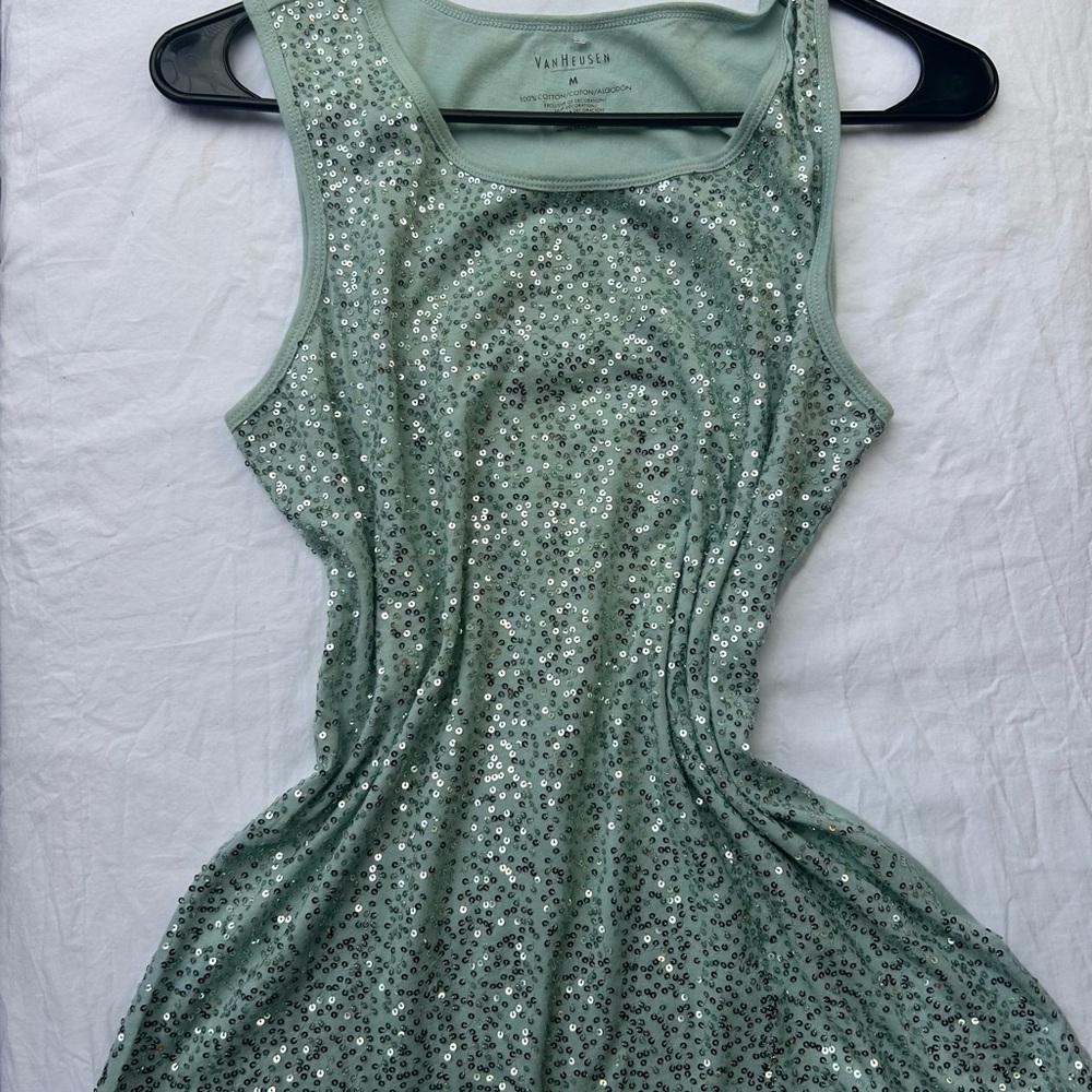 Van Heusen Light Green Sequin Top